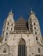 Austria: The western Roman towers and entrance to the 14th century Romanesque Gothic St. Stephen's Cathedral, Stephansplatz, Vienna