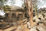 The unrestored Hindu temple of Chau Srei Vibol dates from the reign of Suryavarman I (reign 1006 - 1050). The monumental temple, including moat, measured 1 x 1.5 kilometres.