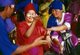 Thailand: Brightly dressed spirit medium (</>ngan phi</i>) at a Thai New Year celebration, Sri Phum Corner, Chiang Mai