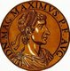 Italy: Magnus Maximus (335-388), Western Roman emperor, from the book <i>Icones imperatorvm romanorvm</i> (Icons of Roman Emperors), Antwerp, c. 1645