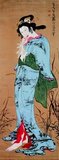 'Beauty'. Hanging scroll painting by Soga Shohaku (1730-1781), c. 1760-1769.<br/><br/>

Soga Shohaku (1730 - 30 January 1781), born Miura Sakonjiro, was a Japanese painter from either Ise or Kyoto. Soga was a student of Takada Keiho, an artist of the Kano School, which was influenced by Chinese culture and techniques, though he preferred the brush style of the Muromachi period, which had already gone out of fashion 150 years before his birth.