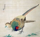 'Pair of Pheasants'. Hanging scroll painting by Maryuama Okyo (1733-1795), late 18th century.<br/><br/>

Maruyama Okyo (June 12, 1733 - August 31, 1795), born Maruyama Masataka, was a Japanese artist active during the Edo period. He founded the Maruyama school of painting, which mixed Western naturalism with Eastern decorative design.