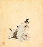 'Portraits and Poems of the Thirty-six Poetic Immortals'. Album of thirty-six paintings and poems by Sumiyoshi Gukei (1631-1705).<br/><br/>

Sumiyoshi Gukei (1631 - April 23, 1705), born Sumiyoshi Hirozumi, was a Japanese painter from Kyoto. He became the first official painter of the ruling Tokugawa shogunate, and was a Yamato-e artist, a painting technique based on traditional Japanese subjects and culture.