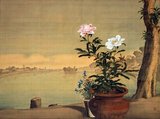 Japan: 'Shinobazu Pond'. Oil on canvas painting by Odano Naotake (1750-1780), 1770.<br/><br/>

Odano Naotake (18 January 1750 - 19 June 1780) was a Japanese painter from Kakunodate. He was a major follower and voice within the Akita ranga/Akita-ha school of painting, a short-lived school that was influenced by Dutch-style painting. It combined traditional Japanese themes and composition with Western-style techniques, such as use of shadows, perspective, reflections in water and oil paints.