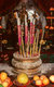 China: Incense burns on an altar in the 19th century Man Mo Temple, Tai Po, New Territories, Hong Kong