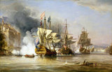 Panama: 'The Capture of Puerto Bello, 21 November 1739'. Oil on canvas painting by George Chambers Senior (1803-1840), 1838.<br/><br/>

Portobello was founded in 1597 by Spanish explorer Francisco Velarde y Mercado. From the sixteenth to the eighteenth centuries it was an important silver-exporting port in New Granada on the Spanish Main and one of the ports on the route of the Spanish treasure fleets. It was attacked on November 21, 1739, and captured by a British fleet, commanded by Admiral Edward Vernon during the War of Jenkins' Ear.